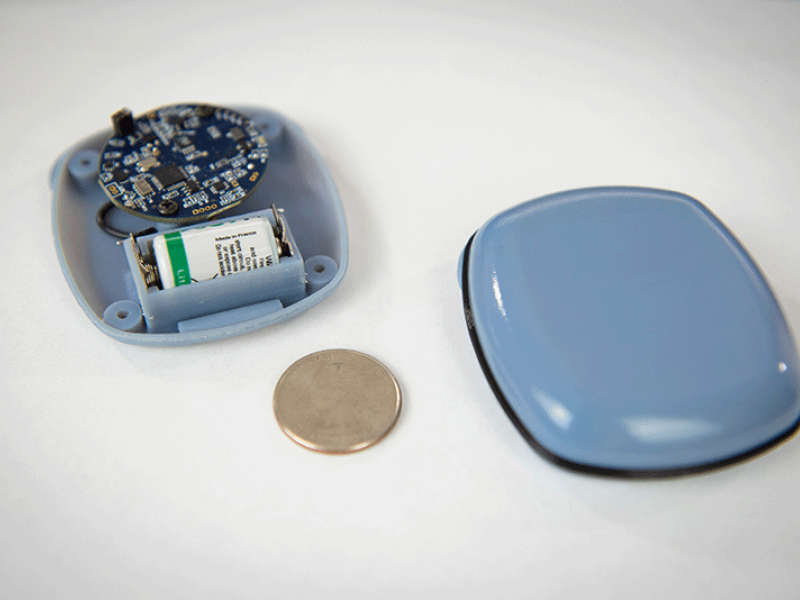 PNNL researchers designed the Acoustic Gunshot Detection Technology to be inexpensive. The golf ball-sized sensor contains a Wi-Fi-enabled microcontroller, microphone, and battery.